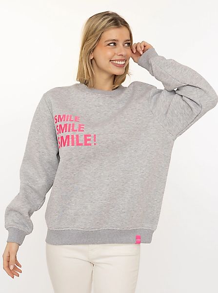Zwillingsherz Hoodie ""Smile Smile Smile"", Rundhals, Stickerei in Neon, fr günstig online kaufen