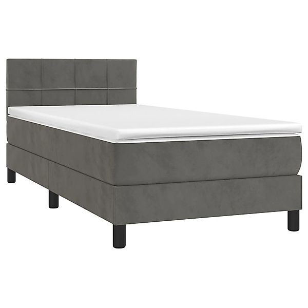 vidaXL Boxspringbett mit Matratze & LED Dunkelgrau 100x200 cm Samt 3134388 günstig online kaufen