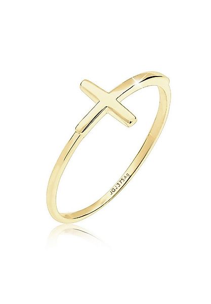 Elli Premium Fingerring Ring Kreuz 375 Gelbgold günstig online kaufen