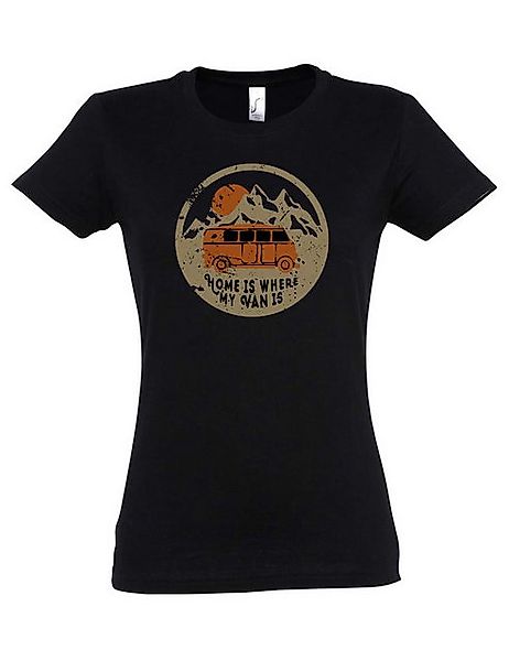 Urban Backwoods Print-Shirt Home Is Where My Van Is Damen T-Shirt Campen Ca günstig online kaufen