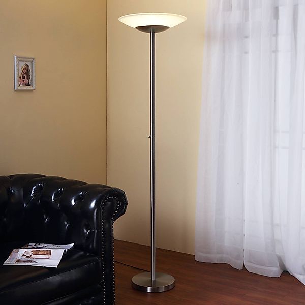 Lindby LED-Stehleuchte Ragna, nickel, Metall, dimmbar günstig online kaufen