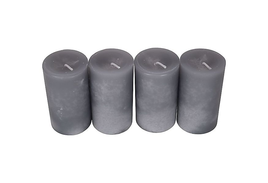 DekoTown Stumpenkerze Stumpenkerzen 4er-Set, Ø 5 cm x H 9 cm, Hellgrau, Mad günstig online kaufen