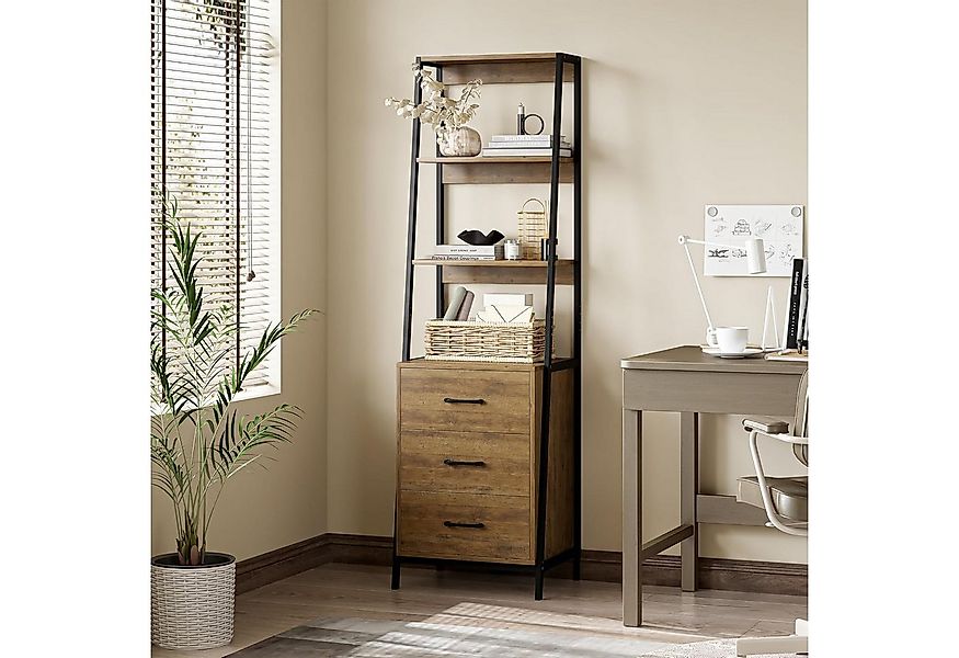 HOMECHO Bücherregal, Standregal Holz&Metallgestell Büroregal 3 Ebenen Weiß günstig online kaufen