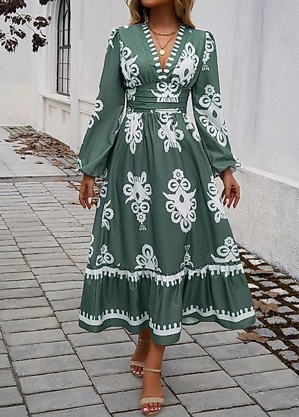 DEBAIJIA Dirndl Langärmeliges Kleid Damen Bedrucktes günstig online kaufen