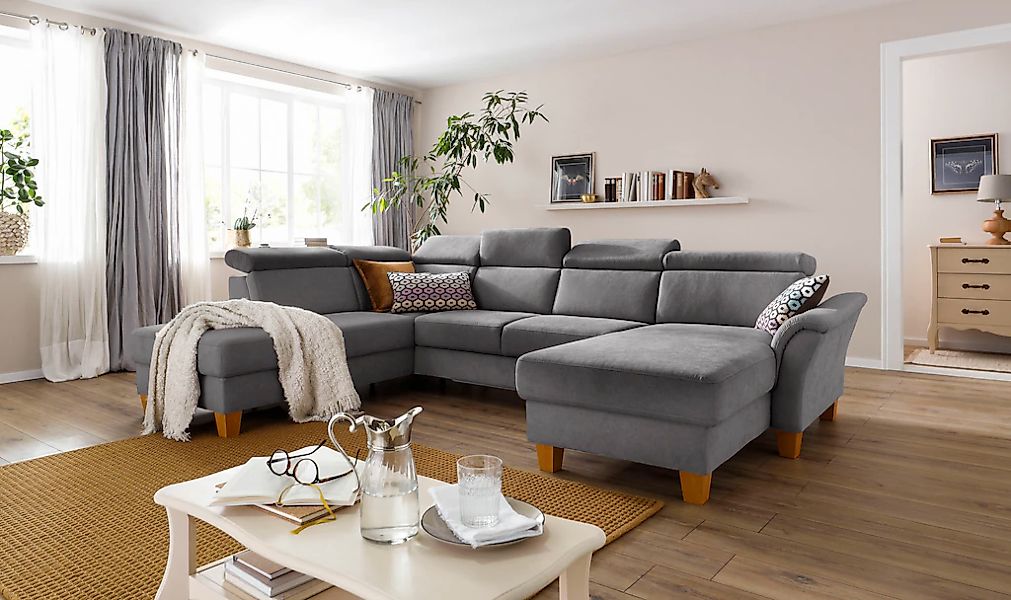Home affaire Wohnlandschaft "Conville U-Form" Kopfteilverstellung wahlweise günstig online kaufen