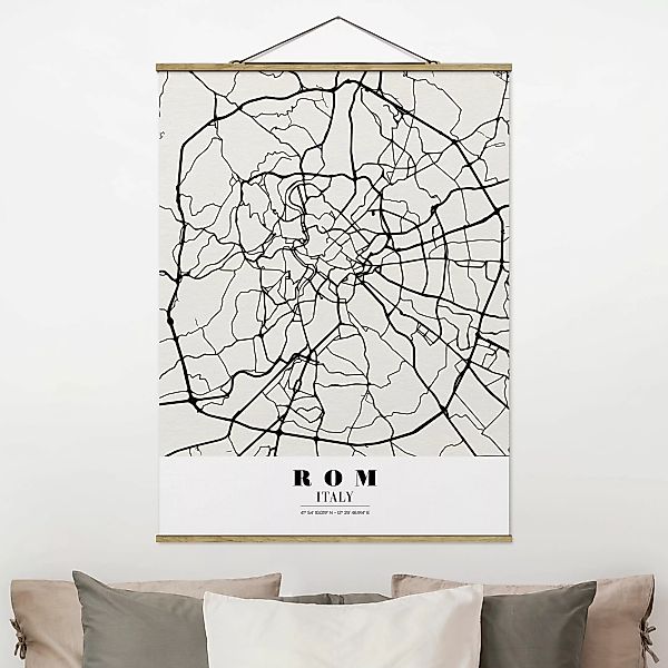 Stoffbild Karten mit Posterleisten - Hochformat Stadtplan Rom - Klassik günstig online kaufen