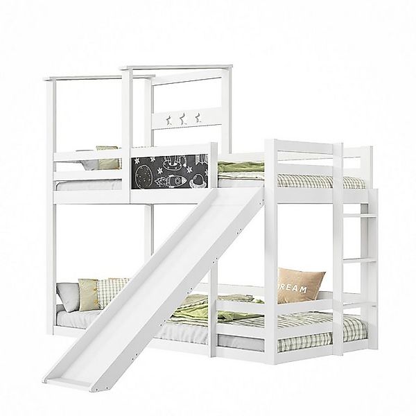 FUROKOY Etagenbett mit Rutsche, Fenster und Tafel 90x200 cm, Kinderbett Hoc günstig online kaufen