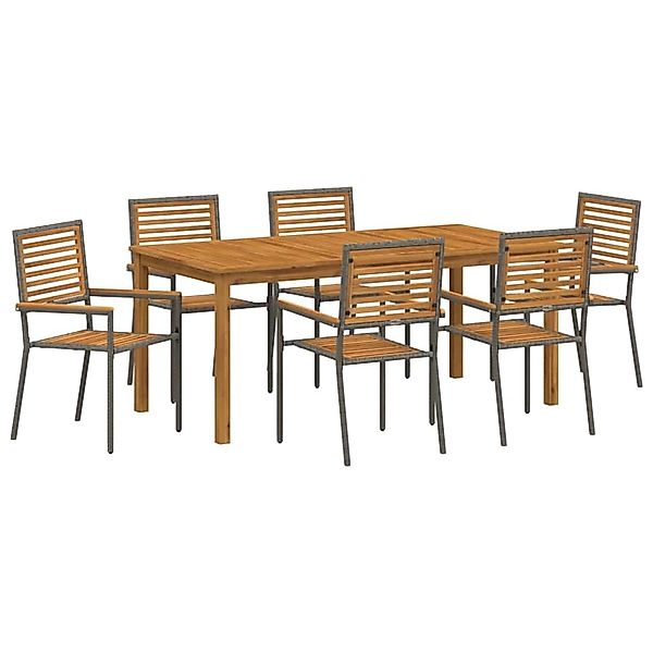 vidaXL Garten Essgruppe 7-Tlg Grau Poly Rattan 3365542 günstig online kaufen