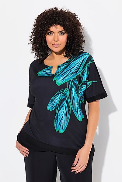 Ulla Popken T-Shirt T-Shirt Blätter Oversized günstig online kaufen