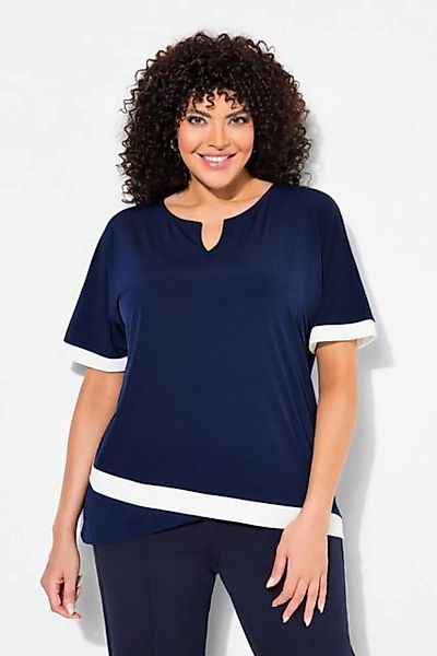 Ulla Popken T-Shirt Shirt Kontrastsaum Oversized Rundhals Halbarm günstig online kaufen