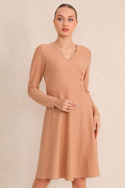 Bongual Midikleid Wickeloptik Rippenstruktur mit Knöpfe günstig online kaufen