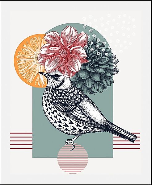 queence Bild »Bunter Vogel«, Vögel-Vogelbilder-Blumen-Blumenbilder-Abstrakt günstig online kaufen