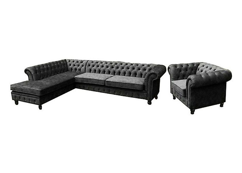 JVmoebel Ecksofa Sofa Couch Polster Chesterfield Möbel Garnitur mit Sessel günstig online kaufen