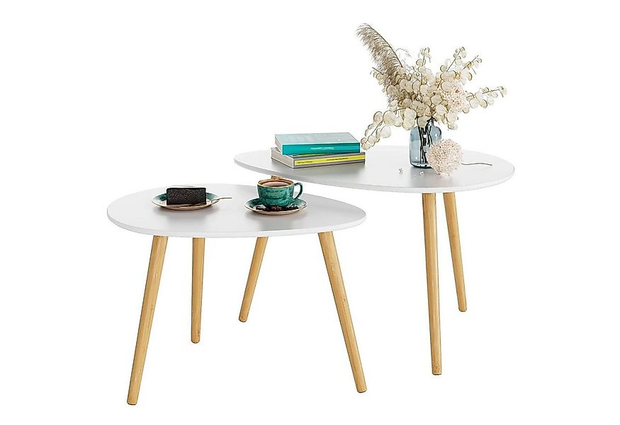Homfa Couchtisch, 2er Set Beistelltisch Sofatisch Groß und Klein weiß günstig online kaufen