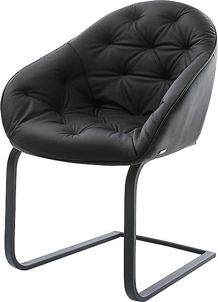 DELIFE Polsterstuhl Gaio-Flex, Freischwinger flach Schwarz Echt-Leder Schwa günstig online kaufen