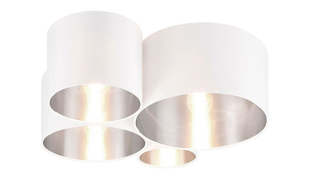 Reality Leuchten Deckenleuchte CARLTON, 4-flammig, Silbergrau, Weiß, Metall günstig online kaufen