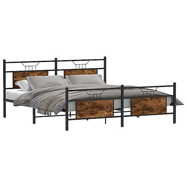 vidaXL Bett Metallbett ohne Matratze Räuchereiche 183x213 cm günstig online kaufen