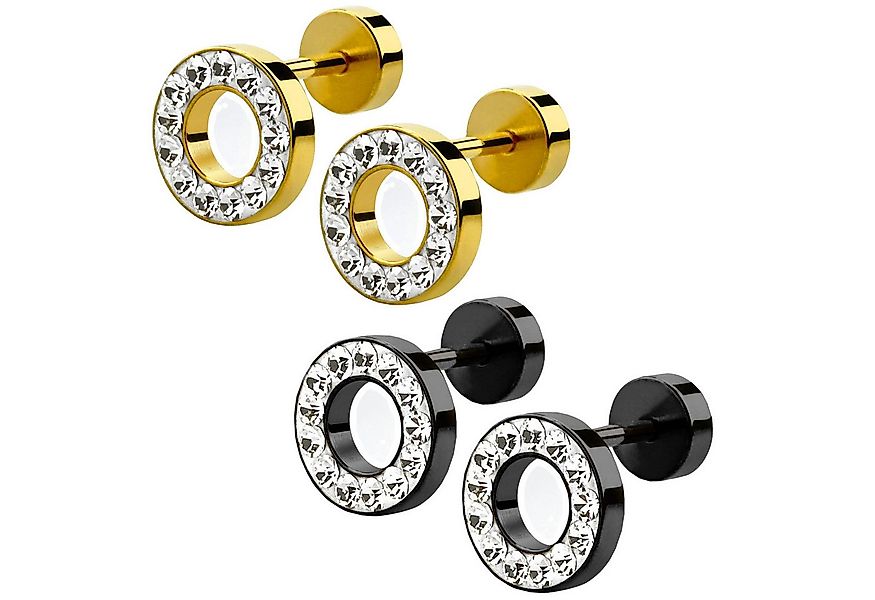 Taffstyle Piercing-Set 1 Paar Fake Plug Piercing Edelstahl Ohrstecker mit K günstig online kaufen
