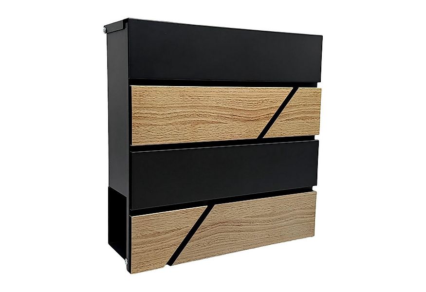 relaxdays Briefkasten Holzoptik mit Zeitungsfach, schwarz günstig online kaufen