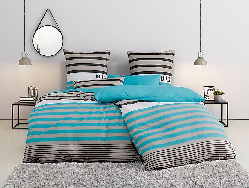 H.I.S Bettwäsche Majoran, Polycotton recycelt, 2 teilig, gestreifte Bettwäs günstig online kaufen