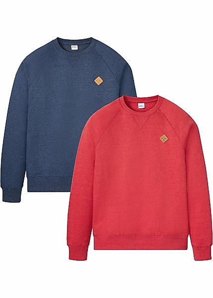bonprix Sweatshirt, 2 Stk. Regular Fit, unifarben, aus Baumwolle und Polyes günstig online kaufen