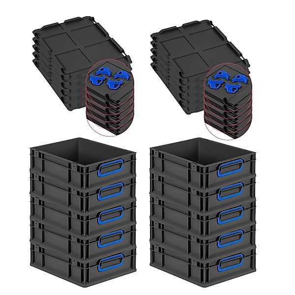 PROREGAL SparSet 10x Eurobox Nextgen Color Mit Auflagedeckel HxBxT 12x30x40 günstig online kaufen
