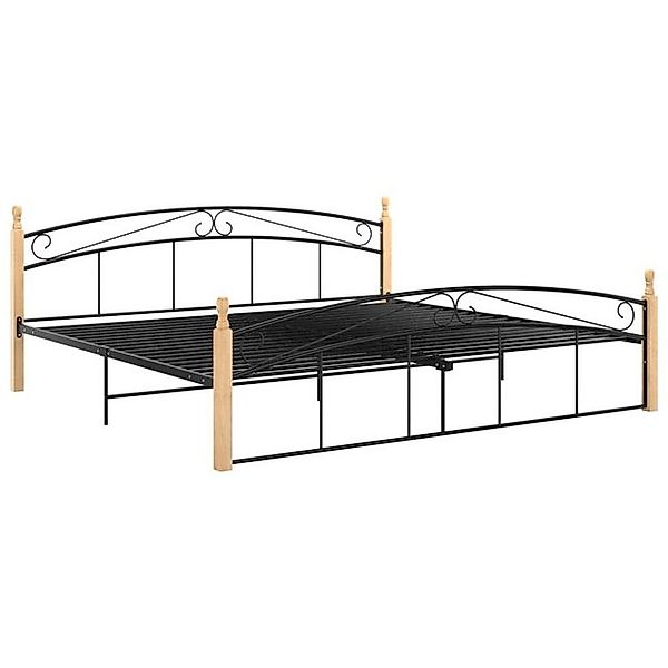 vidaXL Bettgestell, Bettrahmen Schwarz Metall und Massivholz Eiche 200x200 günstig online kaufen