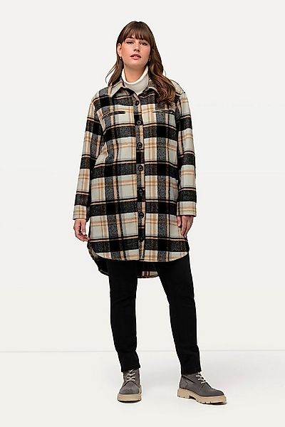 Ulla Popken Sommerjacke Overshirt Flanell Hemdkragen Oversized Langarm günstig online kaufen