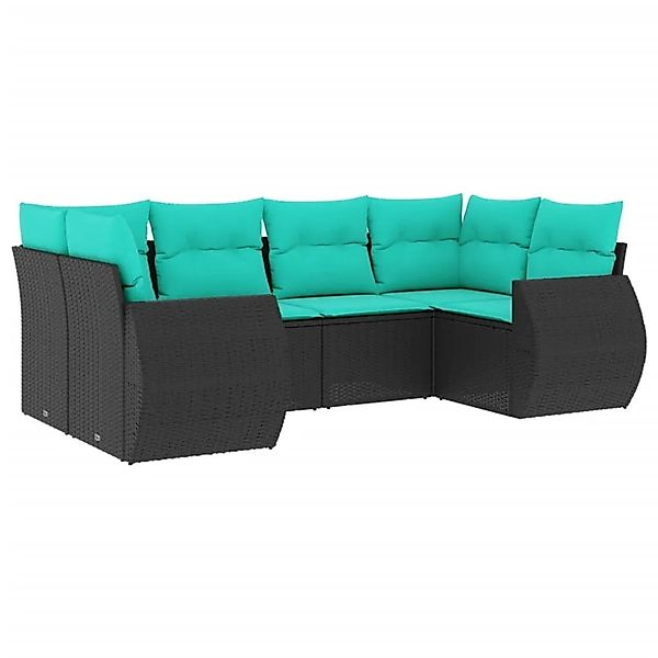 vidaXL 6-Tlg Gartensofa-Set mit Kissen Schwarzes Polyrattan 3221776 günstig online kaufen