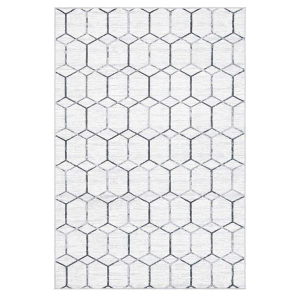 Grafischer Teppich in Cremefarben und Grau Kurzflor günstig online kaufen