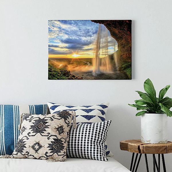 Bricoflor Wandbild Mit Wasserfall In Abendstimmung Landschaft Leinwand Bild günstig online kaufen