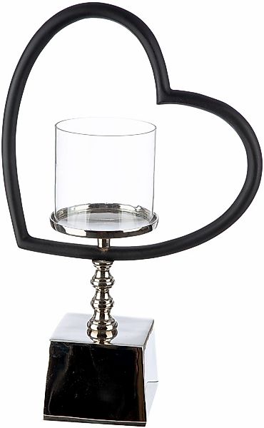 GILDE Windlicht "Windlicht Herz Te quiero schwarz; silberfarben", (1 St.) günstig online kaufen