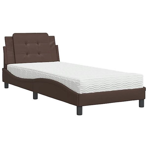 vidaXL Bettgestell, Bett mit Matratze Braun 80x200 cm Kunstleder günstig online kaufen