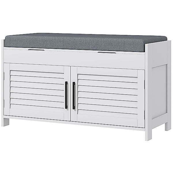 HOMCOM Schuhbankschrank mit herausnehmbarem Innenboden, MDF und Leinenstoff günstig online kaufen