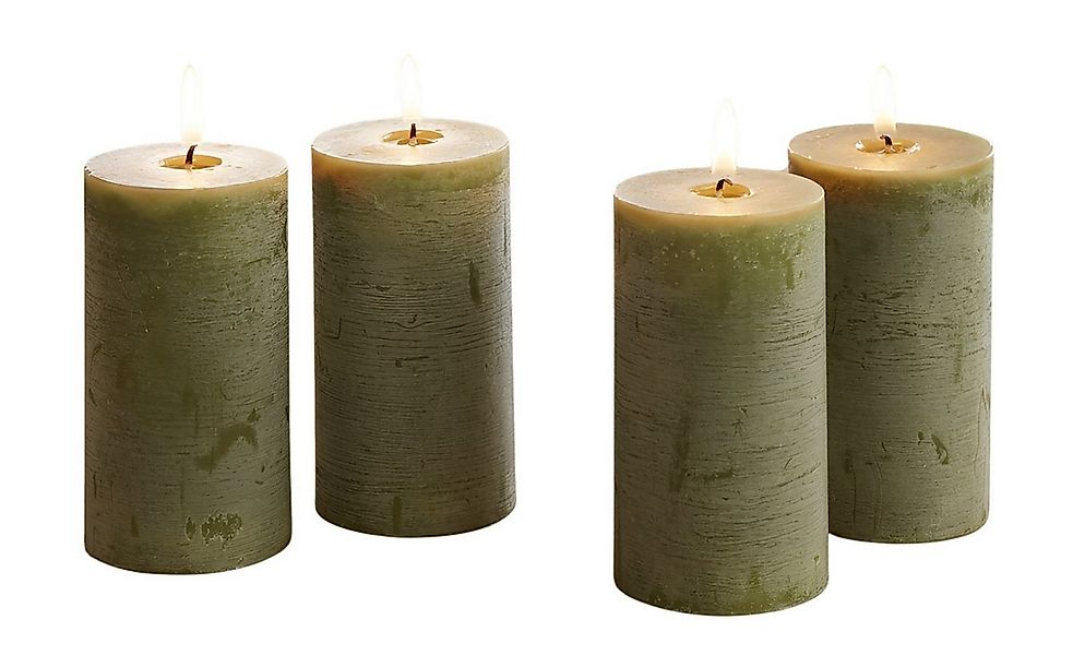 Dekoleidenschaft Stumpenkerze "Rustic", verschiedene Farben aus Echtwachs, günstig online kaufen