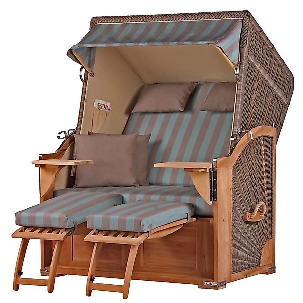 bene,iving Strandkorb Komplettset Schaalsee Teak PE grau Modell 520 günstig online kaufen