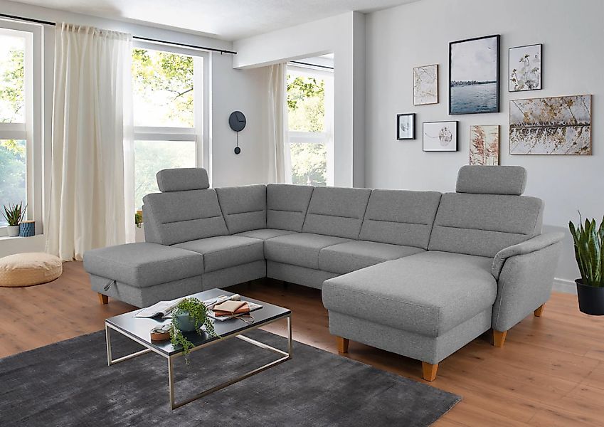 Home affaire Wohnlandschaft "Palmera U-Form, B: 308 cm" optional Bettfunkti günstig online kaufen