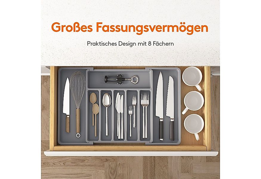 Lifewit Besteckeinsatz Besteckkasten für Schubladen, Verstellbarer Besteckh günstig online kaufen