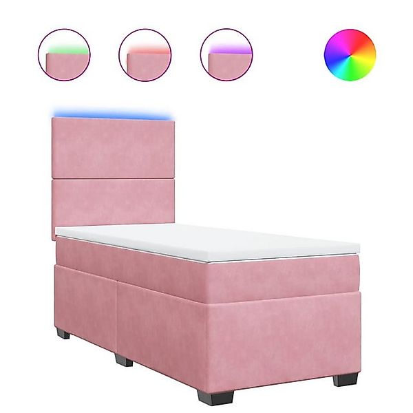 vidaXL Bett Boxspringbett mit Matratze Rosa 90x200 cm Samt günstig online kaufen