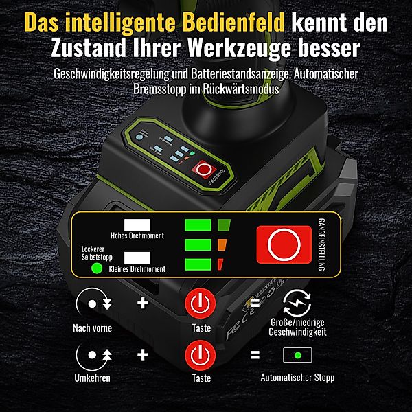 CONENTOOL Akku-Drehschlagschrauber 21V Bürstenloser Motor 3-in-1-Schlagschr günstig online kaufen