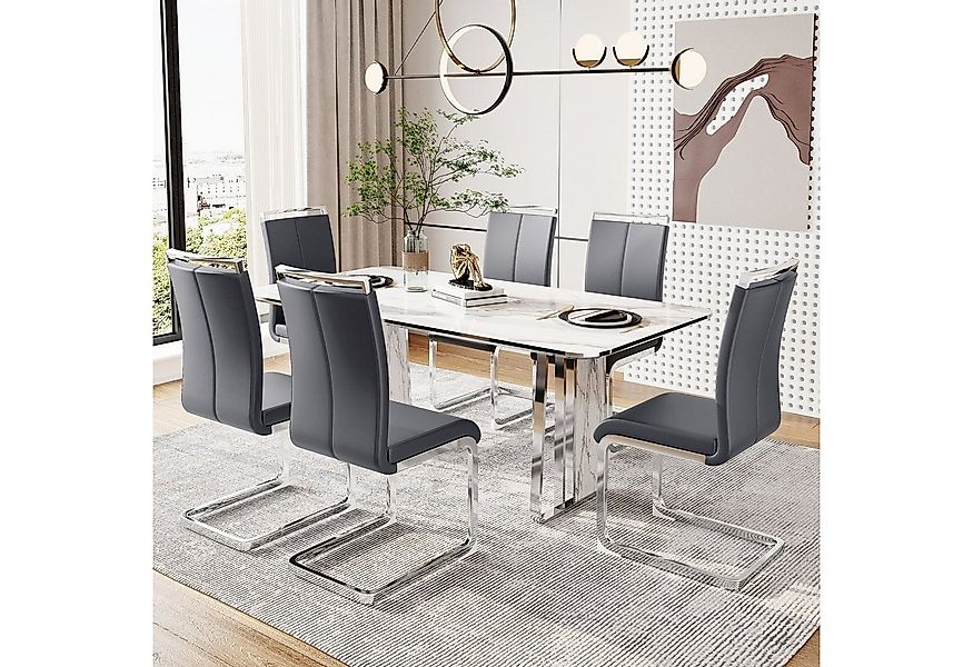 Merax Freischwinger (4 St), Schwingstuhl Esszimmerstuhl,4er Set,Polsterstuh günstig online kaufen