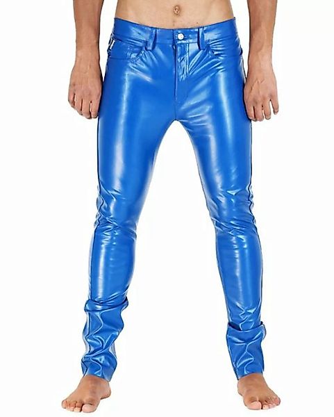 BOCKLE Lederhose Bockle® Faux BLUE Leather Stretch Kunst Lederhose blau Led günstig online kaufen