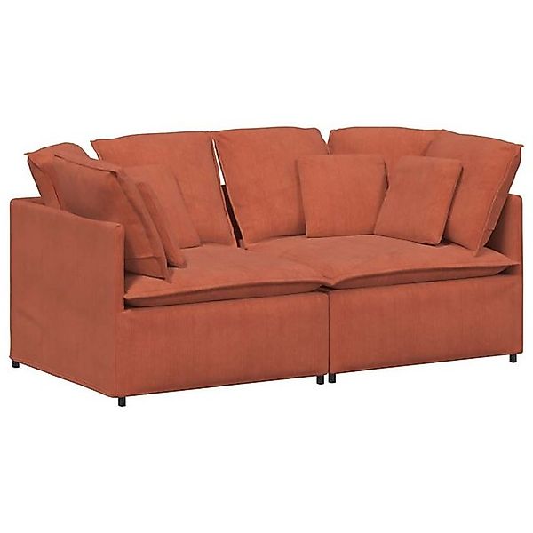 vidaXL Sofa Modulares Sofa mit Kissen Cordstoff Rot Orange günstig online kaufen