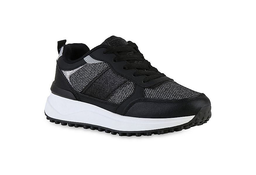VAN HILL 841560 Plateausneaker Damen Plateau Sneaker Schnürer Glitzer Profi günstig online kaufen