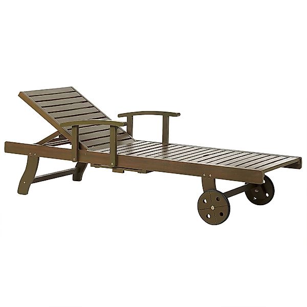 Beliani Gartenliege Dunkler Holzfarbton 196x64x35 günstig online kaufen