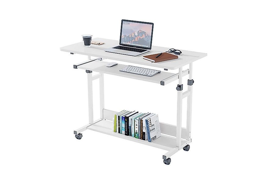 NAIMP Computertisch Schreibtisch höhenverstellbar Beistelltisch mit Rollen günstig online kaufen