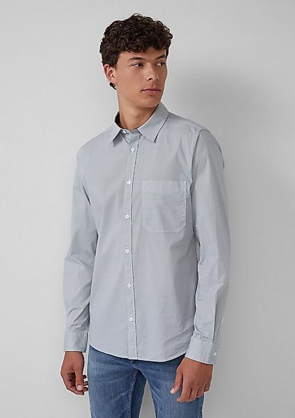 s.Oliver Langarmhemd Hemd Slim Fit: Fein gemustertes Baumwollhemd mit Kentk günstig online kaufen