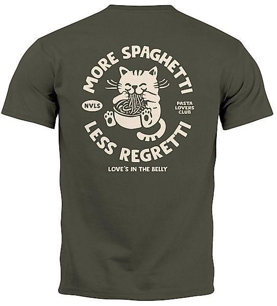 Neverless Print-Shirt Herren T-Shirt Backprint Katze Rückendruck Brustloge günstig online kaufen