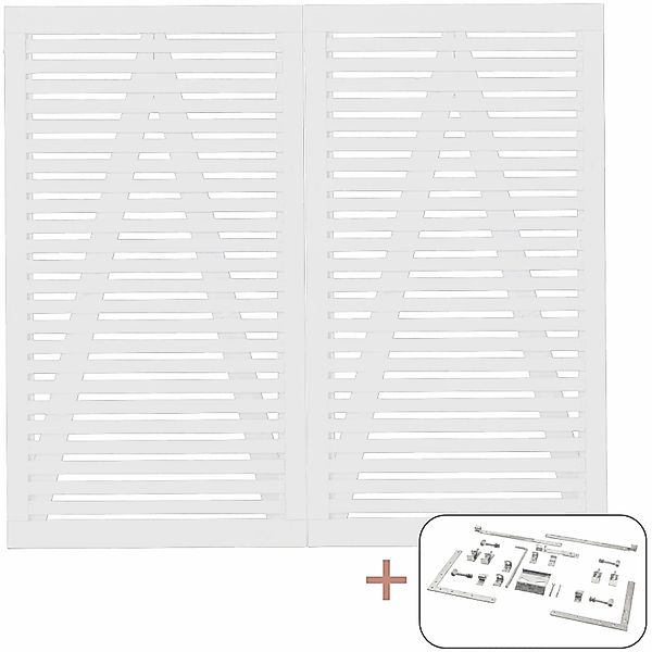 Doppeltor Tokyo Nadelholz Weiß 200 cm x 180 cm günstig online kaufen