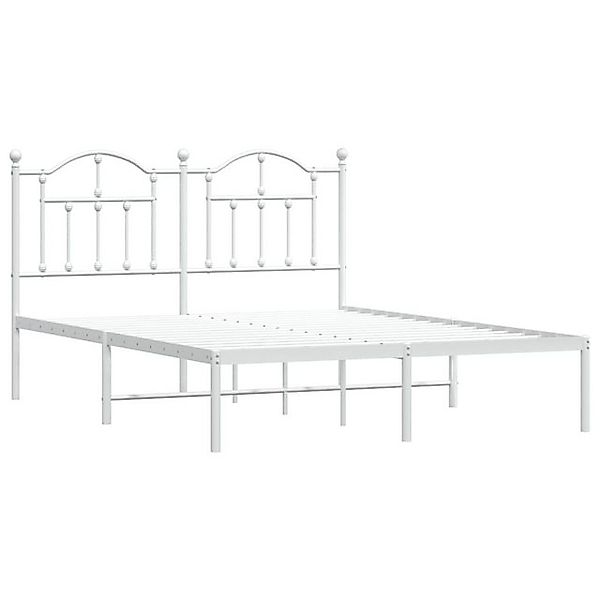 vidaXL Bettgestell Bettrahmen mit Kopfteil Metall Weiß 140x190 cm Bett Bett günstig online kaufen